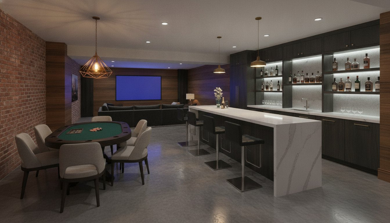 Finished Basement Man Cave Designs: 2026 Guide to Bar & Game Room Ideas