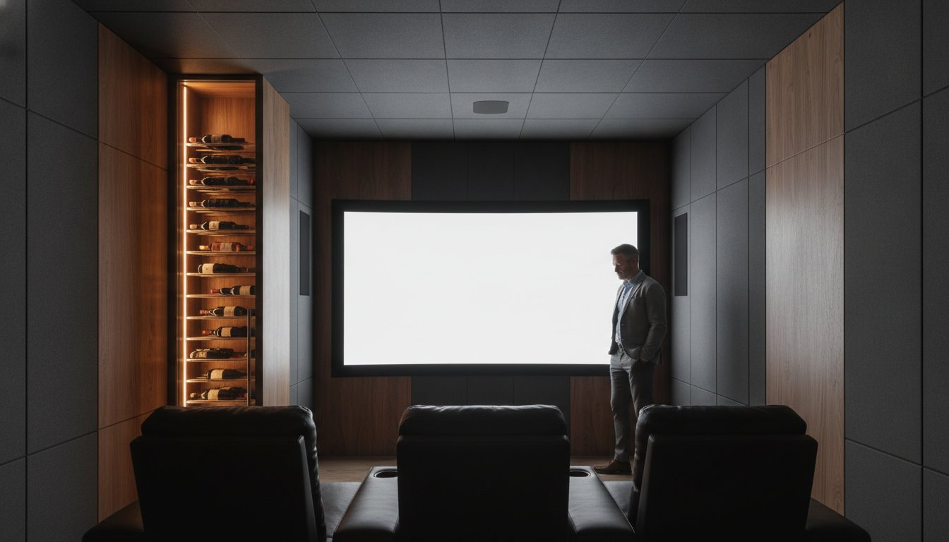Wine Storage Cabinets for Luxury Home Theaters