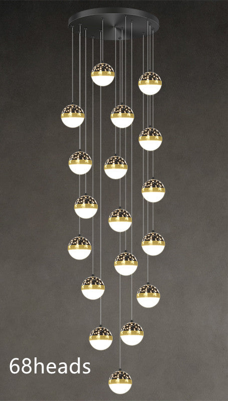 Nordic Minimalist Staircase Chandelier | Multi-Head LED Pendant Light