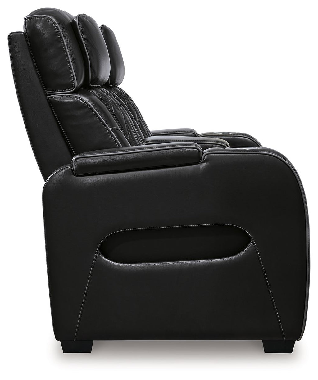 Boyington Power Reclining Loveseat with Console and Adjustable Headrests | Diamond-Stitched Upholstery