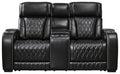 Boyington Power Reclining Loveseat with Console and Adjustable Headrests | Diamond-Stitched Upholstery