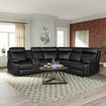 Home Theater Manual Recliner Sofa with Cup Holders & Hide-Away Storage | 3-Seat PU Leather | Foam & Spring Cushions | Black