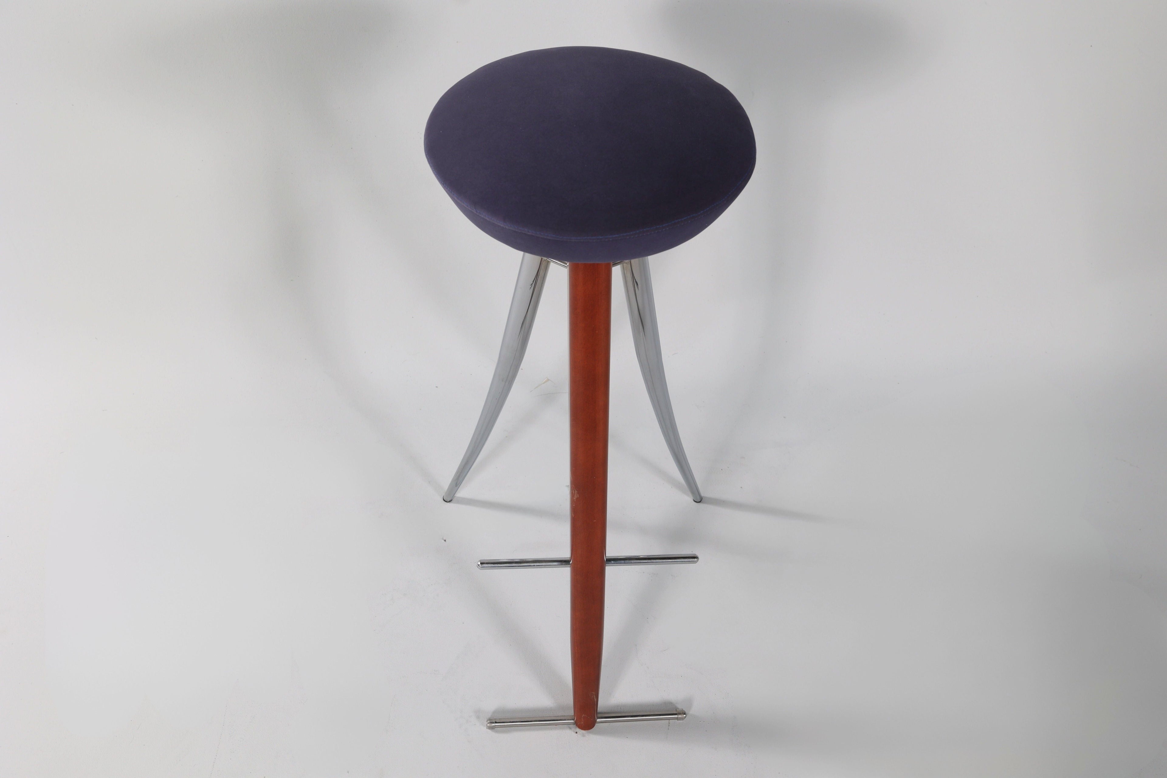 Set of 3 Modernist Vintage Bar Stools | 30" Seat Height | Round Seat | Contemporary Design