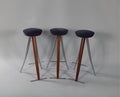 Set of 3 Modernist Vintage Bar Stools | 30" Seat Height | Round Seat | Contemporary Design