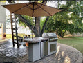 Kokomo Grill Maui BBQ Island | 7'6" Outdoor Kitchen | 33" Round Bar & LED Lights | Built-In BBQ