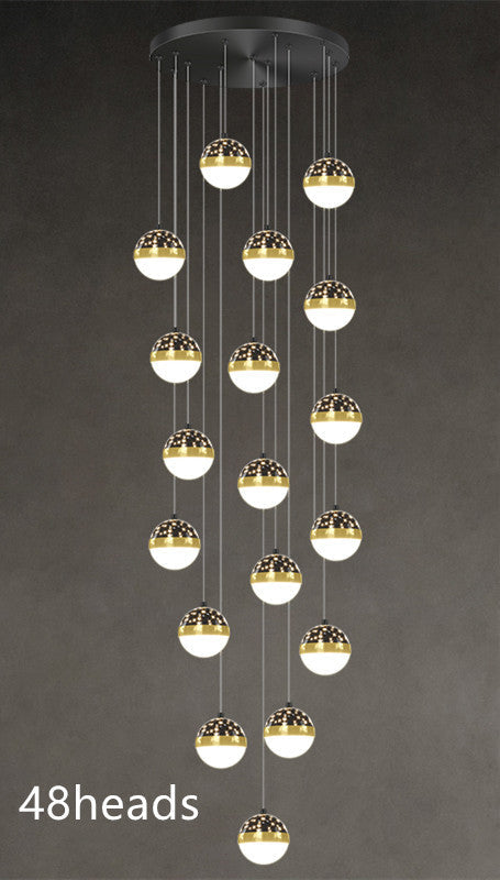 Nordic Minimalist Staircase Chandelier | Multi-Head LED Pendant Light