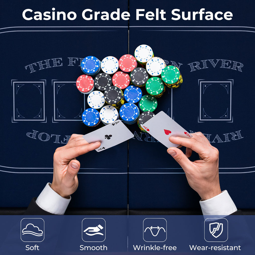72" Foldable Oval Poker Table for 8 Players | PU Leather Armrests | Casino Felt Surface | Portable