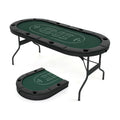 72" Foldable Oval Poker Table for 8 Players | PU Leather Armrests | Casino Felt Surface | Portable