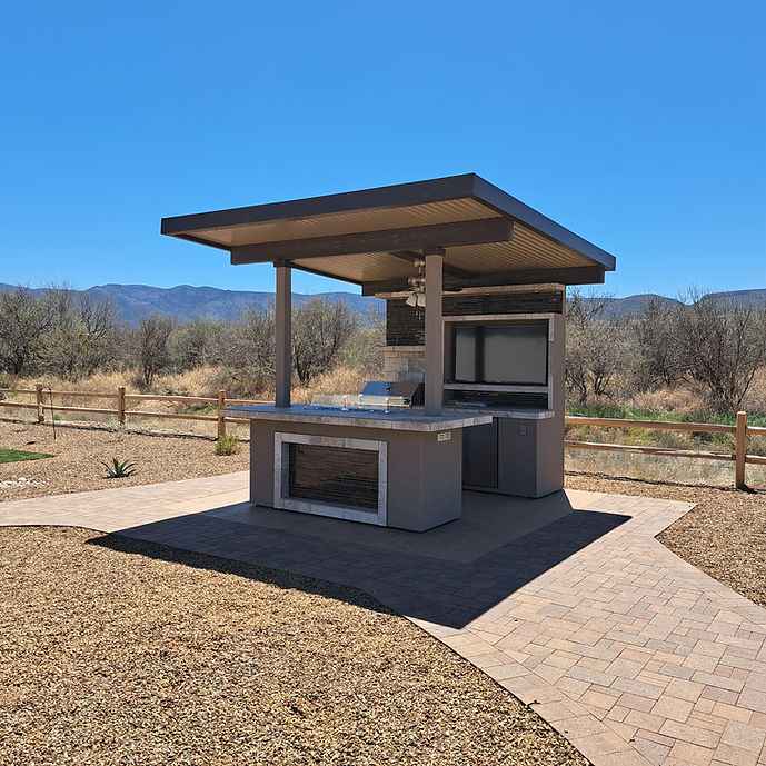 KoKoMo Baja Modular Outdoor Kitchen | 12x12 Patio Cover | Built-In Grill, Fridge & Bar Seating