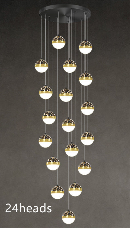 Nordic Minimalist Staircase Chandelier | Multi-Head LED Pendant Light