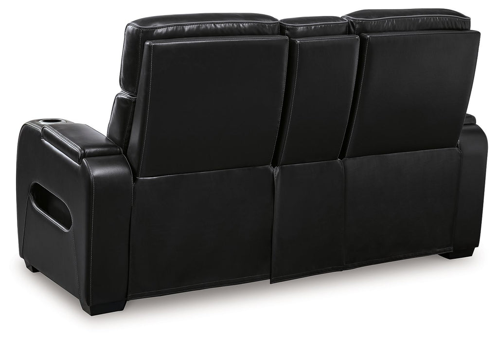 Boyington Power Reclining Loveseat with Console and Adjustable Headrests | Diamond-Stitched Upholstery
