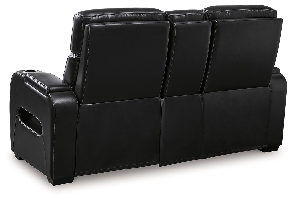 Boyington Power Reclining Loveseat with Console and Adjustable Headrests | Diamond-Stitched Upholstery