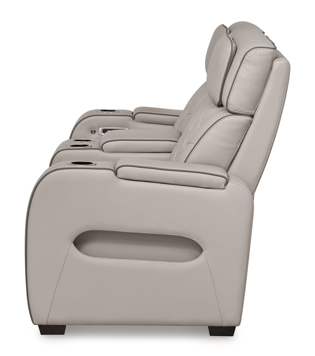 Boyington Power Reclining Loveseat with Console and Adjustable Headrests | Diamond-Stitched Upholstery