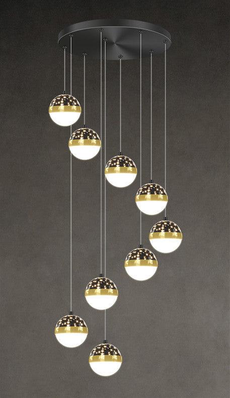 Nordic Minimalist Staircase Chandelier | Multi-Head LED Pendant Light