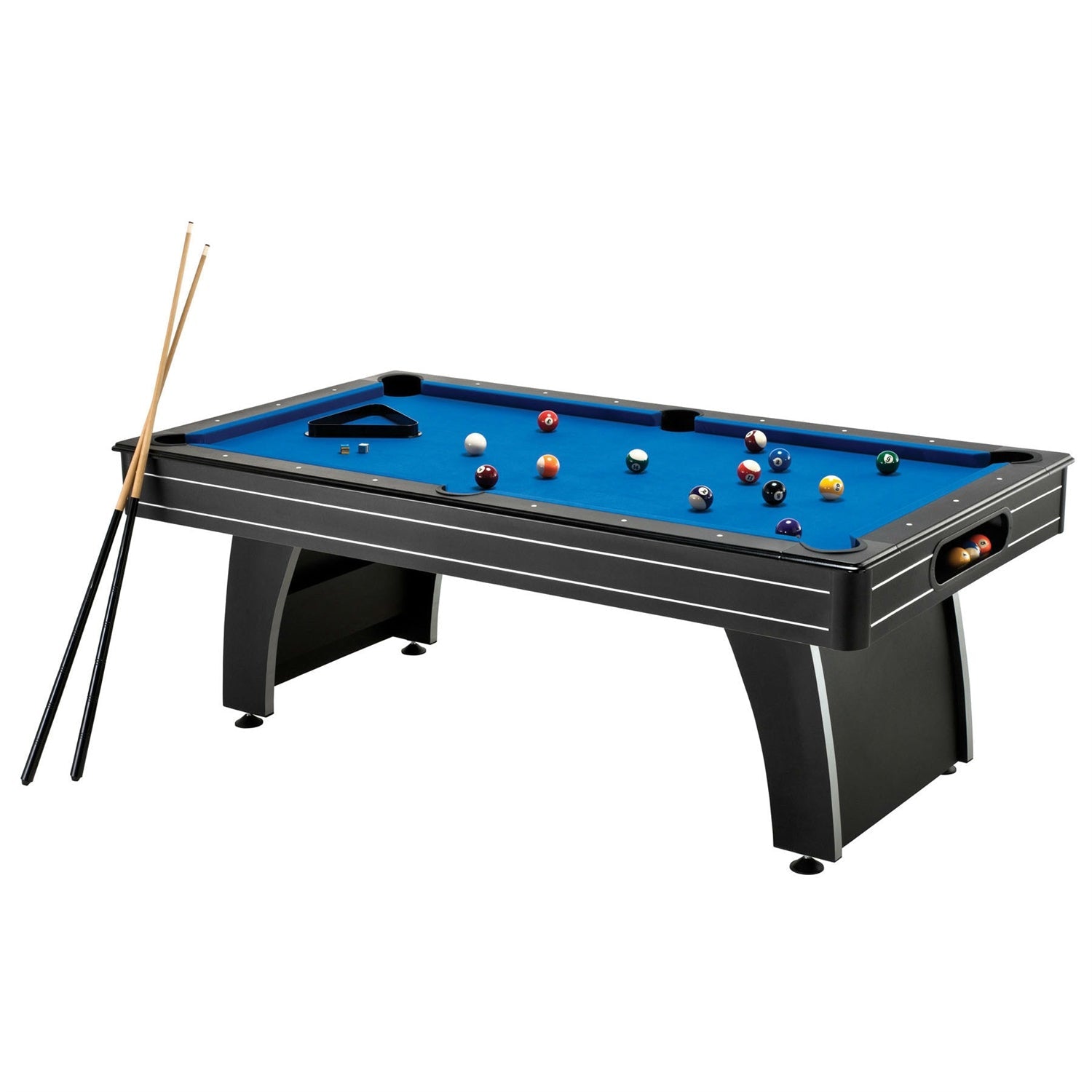 7 Ft Blue Top Pool Table | 18mm MDF Play Surface | Includes 2 Cues, Billiard Balls & Ball Return | Arcade-Style Design