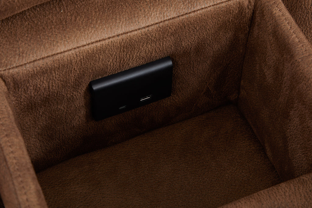 MaxView Media 6-Piece Power Reclining Sectional Sofa with Integrated Sound System | Mocha Faux Leather
