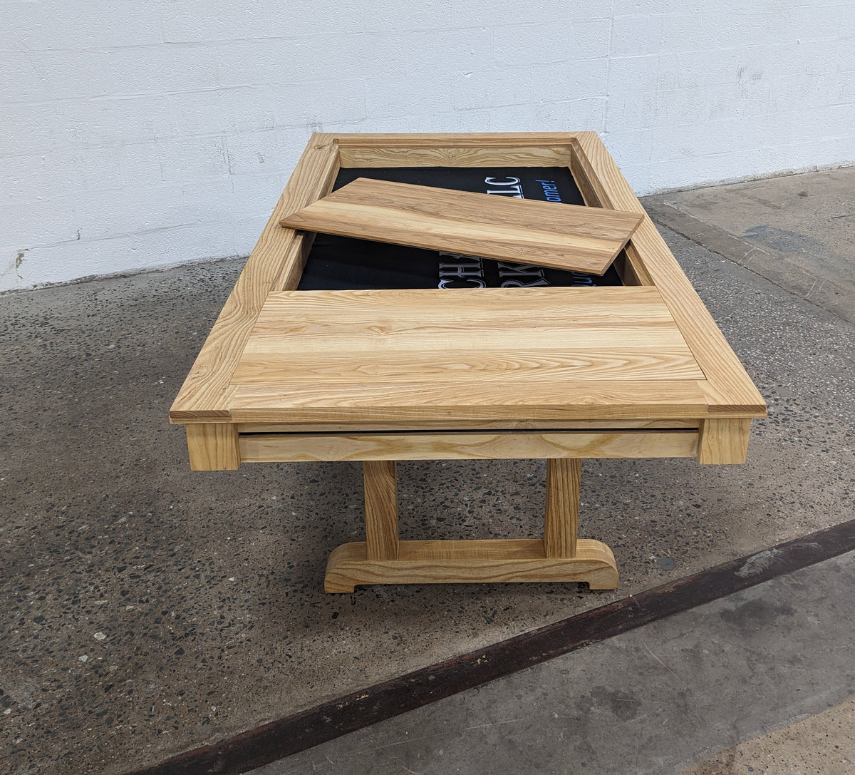 Solid Hardwood Gaming Table | 36" × 72" Recessed Play Area | 4 Removable Leaves | Custom Wood Options