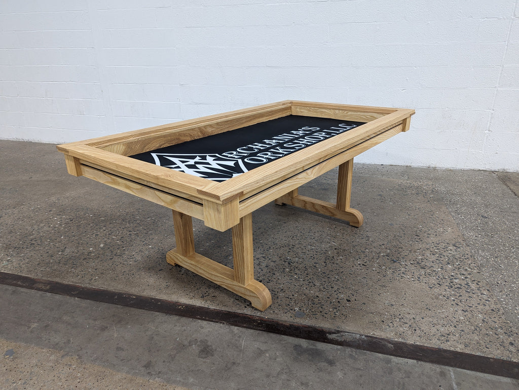 Solid Hardwood Gaming Table | 36" × 72" Recessed Play Area | 4 Removable Leaves | Custom Wood Options