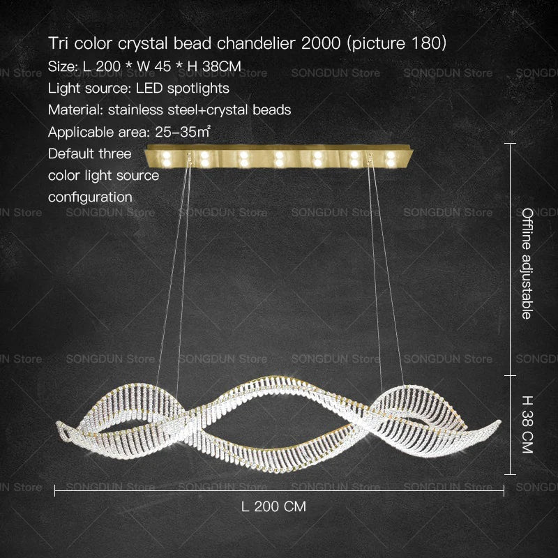 Crystal Chandelier Pendant Light | Modern New Classical Style | 10-Bulb LED | Polished Copper Finish