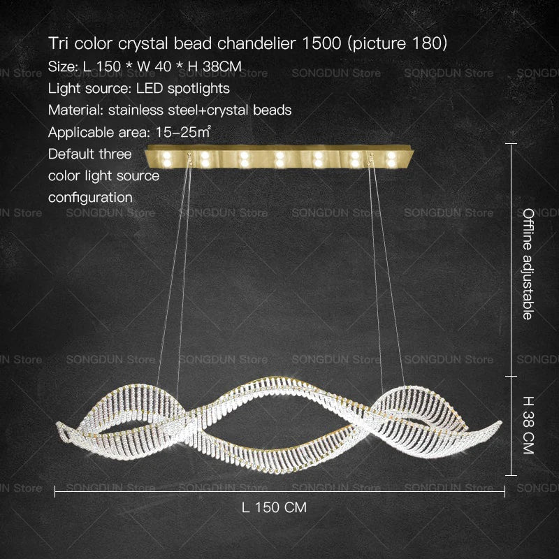 Crystal Chandelier Pendant Light | Modern New Classical Style | 10-Bulb LED | Polished Copper Finish