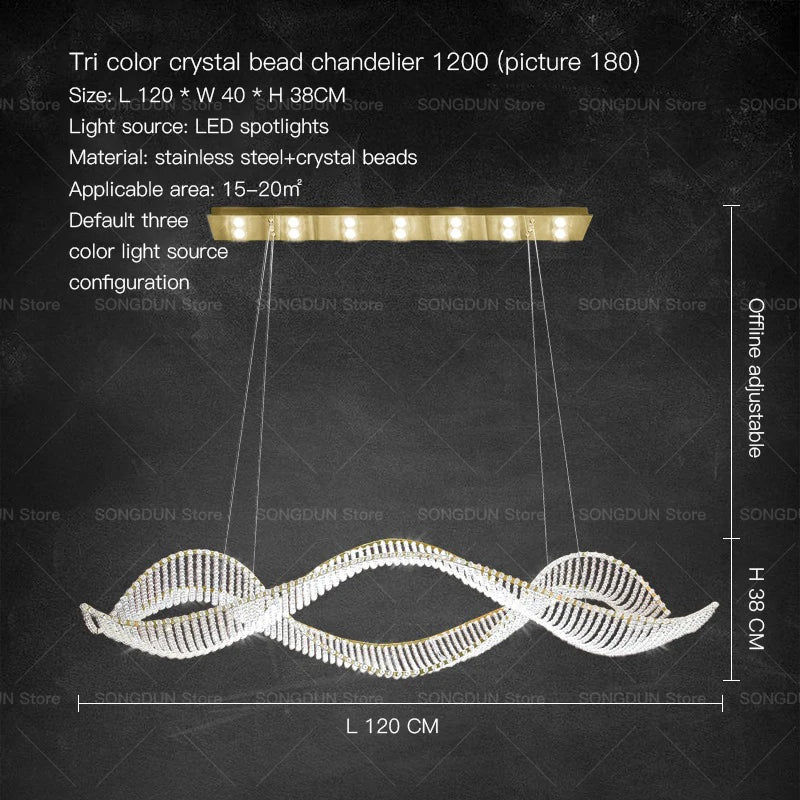 Crystal Chandelier Pendant Light | Modern New Classical Style | 10-Bulb LED | Polished Copper Finish