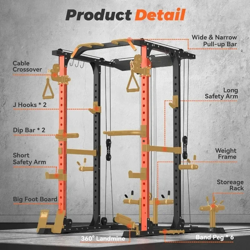 2000 lb Capacity Power Rack for Home Gym | Strength Training Cage with Weight Bench Options | Heavy-Duty Steel Frame