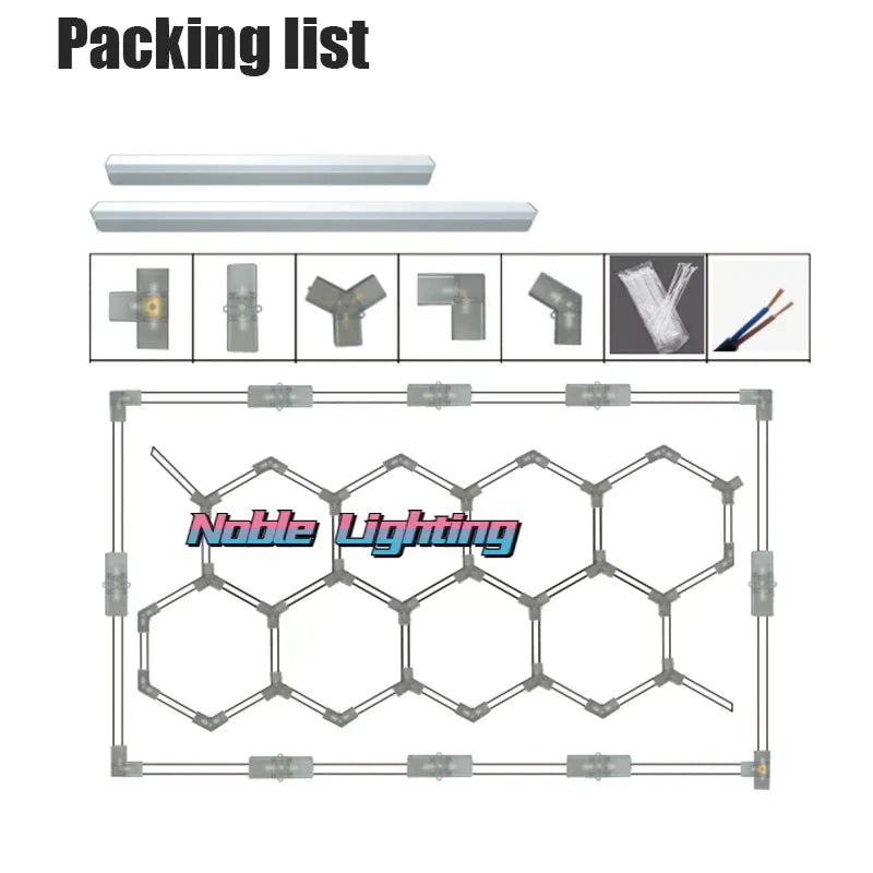 Hexagon LED Light Bar | Aluminum Housing Honeycomb Ceiling Lamp | Cool White 2000+ Lumens