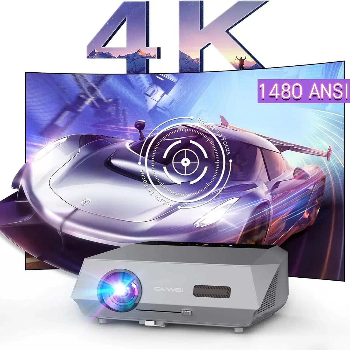 EUG A10+Q Native 1080p LCD Home Theater Projector | Auto Focus | Android | Wi-Fi 6 | Bluetooth | 1480 ANSI Lumens