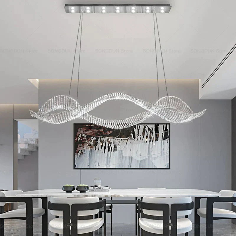 Crystal Chandelier Pendant Light | Modern New Classical Style | 10-Bulb LED | Polished Copper Finish