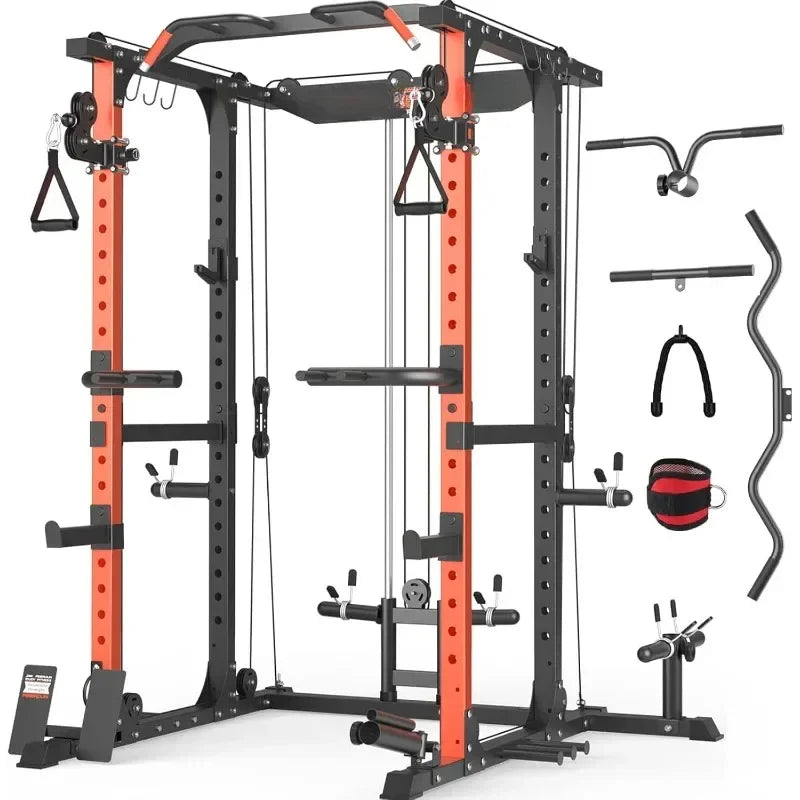 2000 lb Capacity Power Rack for Home Gym | Strength Training Cage with Weight Bench Options | Heavy-Duty Steel Frame