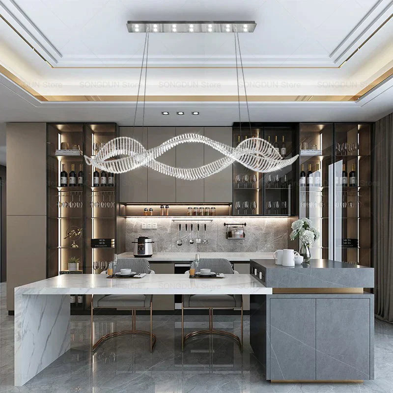 Crystal Chandelier Pendant Light | Modern New Classical Style | 10-Bulb LED | Polished Copper Finish