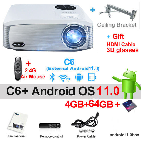 Smart Android HD 1080P 4K-Support Home & School Projector | 7000 Lumens | 80"–300"