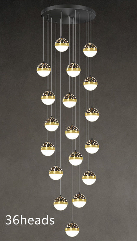 Nordic Minimalist Staircase Chandelier | Multi-Head LED Pendant Light