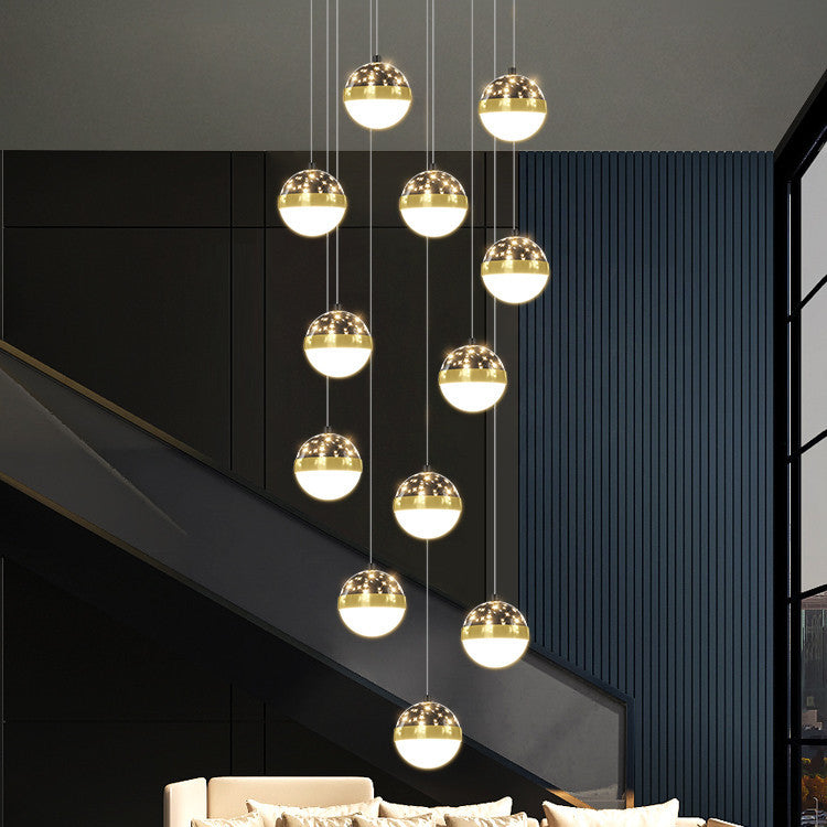 Nordic Minimalist Staircase Chandelier | Multi-Head LED Pendant Light