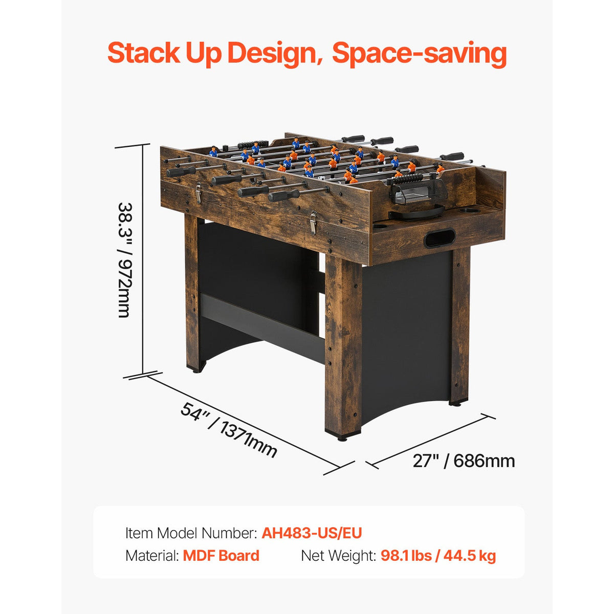 54" 3-in-1 Combo Game Table | Air Hockey, Foosball & Table Tennis | 12mm MDF