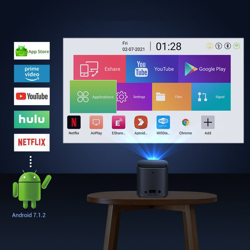 Mini Android Touch Projector for Home Use | 854x480 Resolution | Compact Design with Remote Control & HD Cable Included
