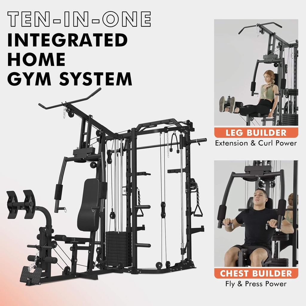 Rovix Dual Station Smith Machine with Cable Crossover Home Gym | Model SAK24079