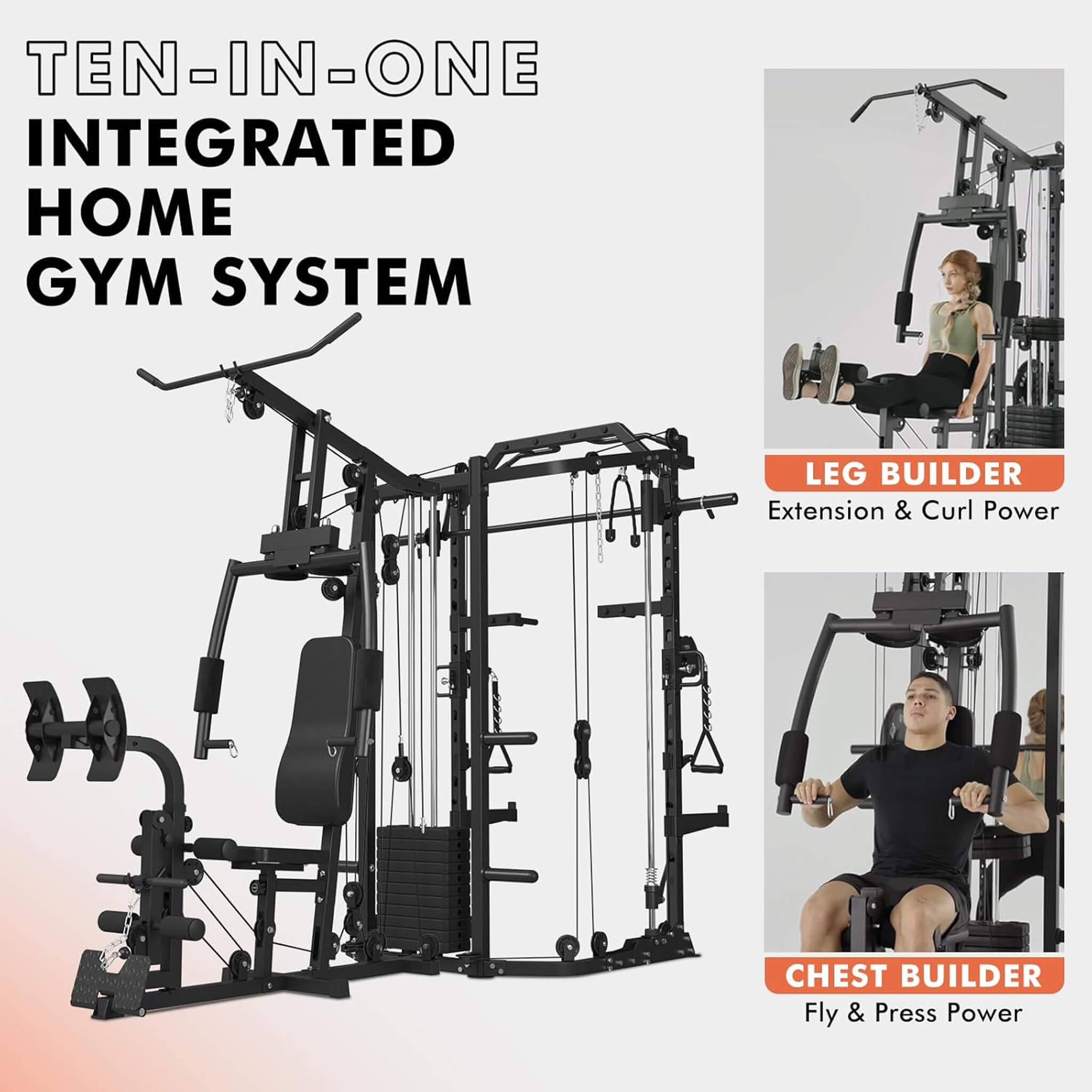 Rovix Dual Station Smith Machine with Cable Crossover Home Gym | Model SAK24079