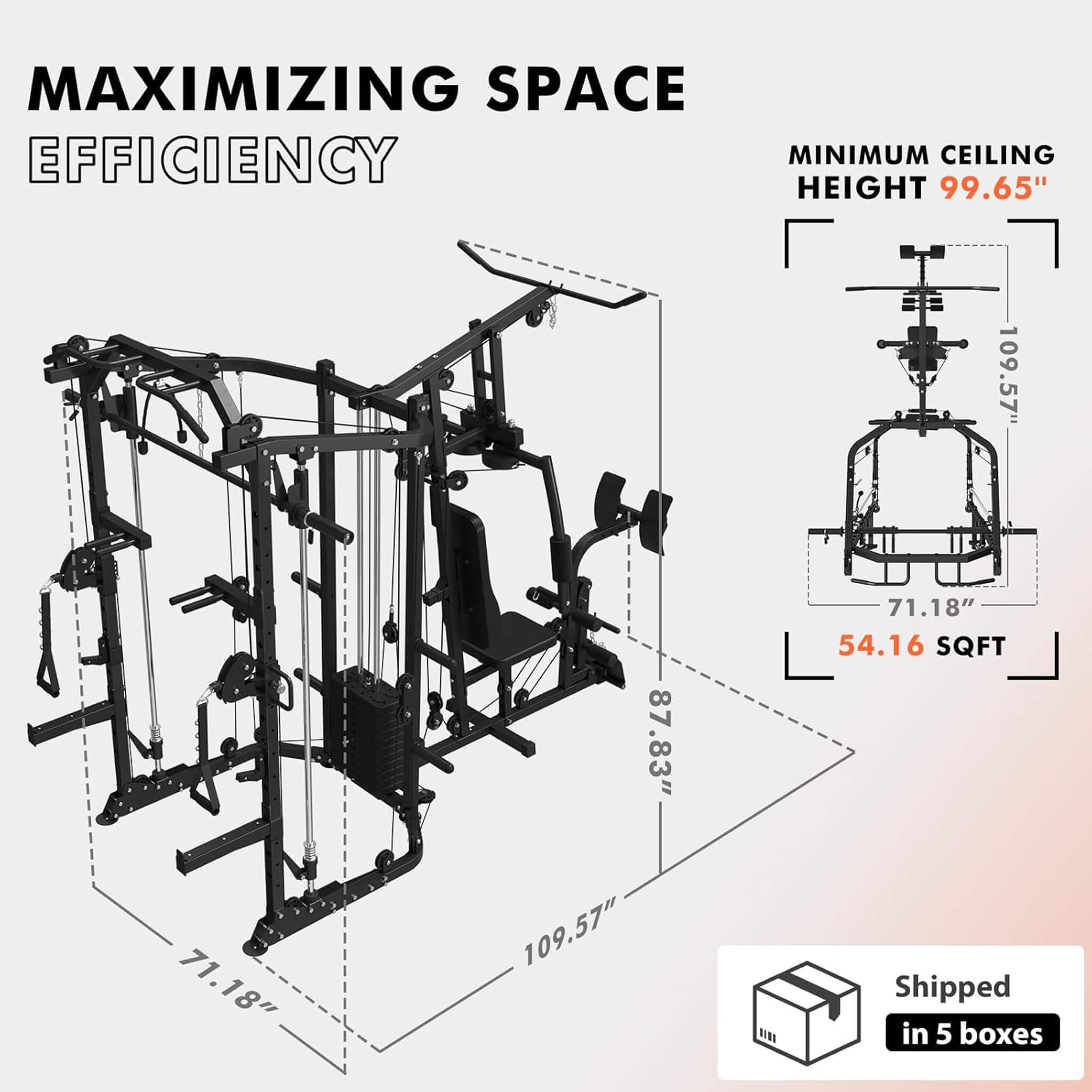 Rovix Dual Station Smith Machine with Cable Crossover Home Gym | Model SAK24079