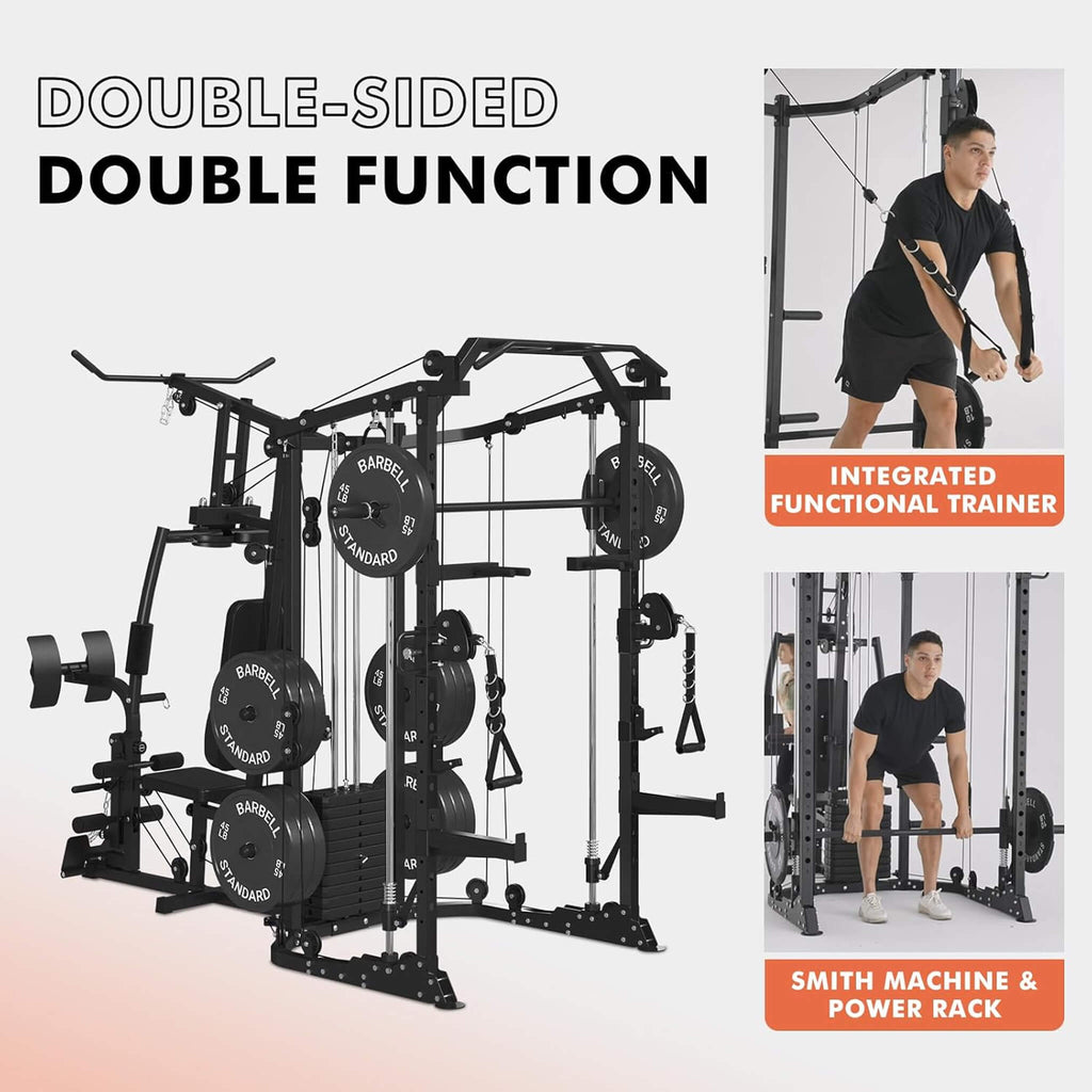 Rovix Dual Station Smith Machine with Cable Crossover Home Gym | Model SAK24079