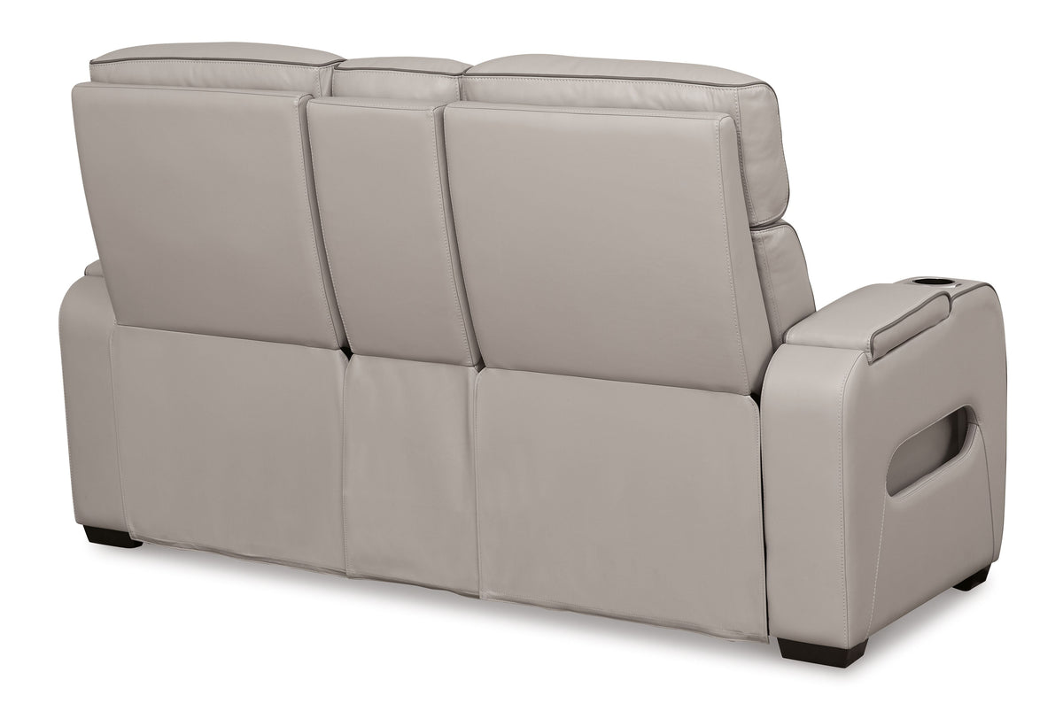 Boyington Power Reclining Loveseat with Console and Adjustable Headrests | Diamond-Stitched Upholstery
