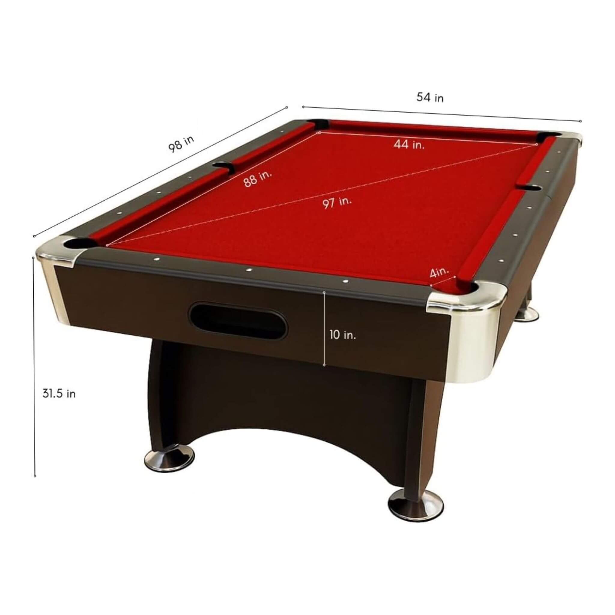 8 FT Pool Table with Automatic Ball Return | Red Felt | Accessories Kit Included (SAK76139)