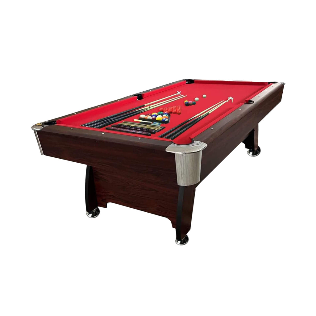 8 FT Pool Table with Automatic Ball Return | Red Felt | Accessories Kit Included (SAK76139)