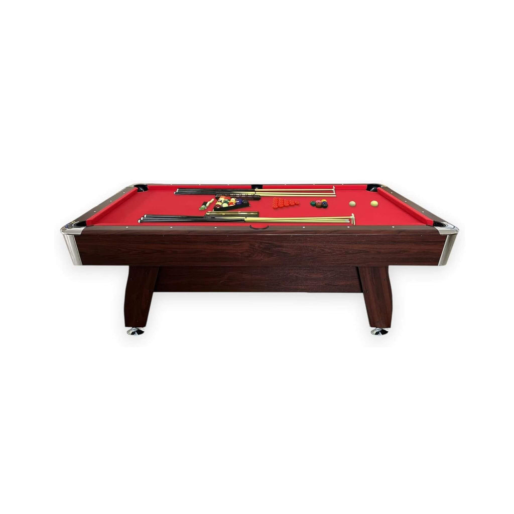 8 FT Pool Table with Automatic Ball Return | Red Felt | Accessories Kit Included (SAK76139)