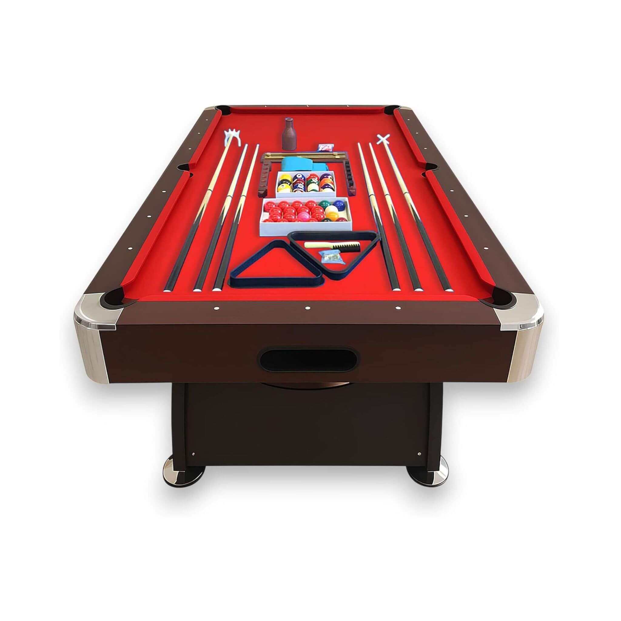 8 FT Pool Table with Automatic Ball Return | Red Felt | Accessories Kit Included (SAK76139)