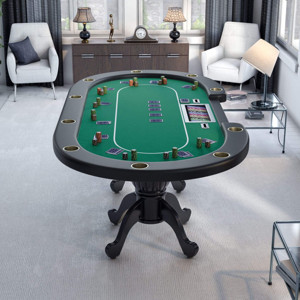 96-Inch Aura Oval Poker Table for 10 Players | Cup Holders, Chip Tray & Drop Box | SAK31045