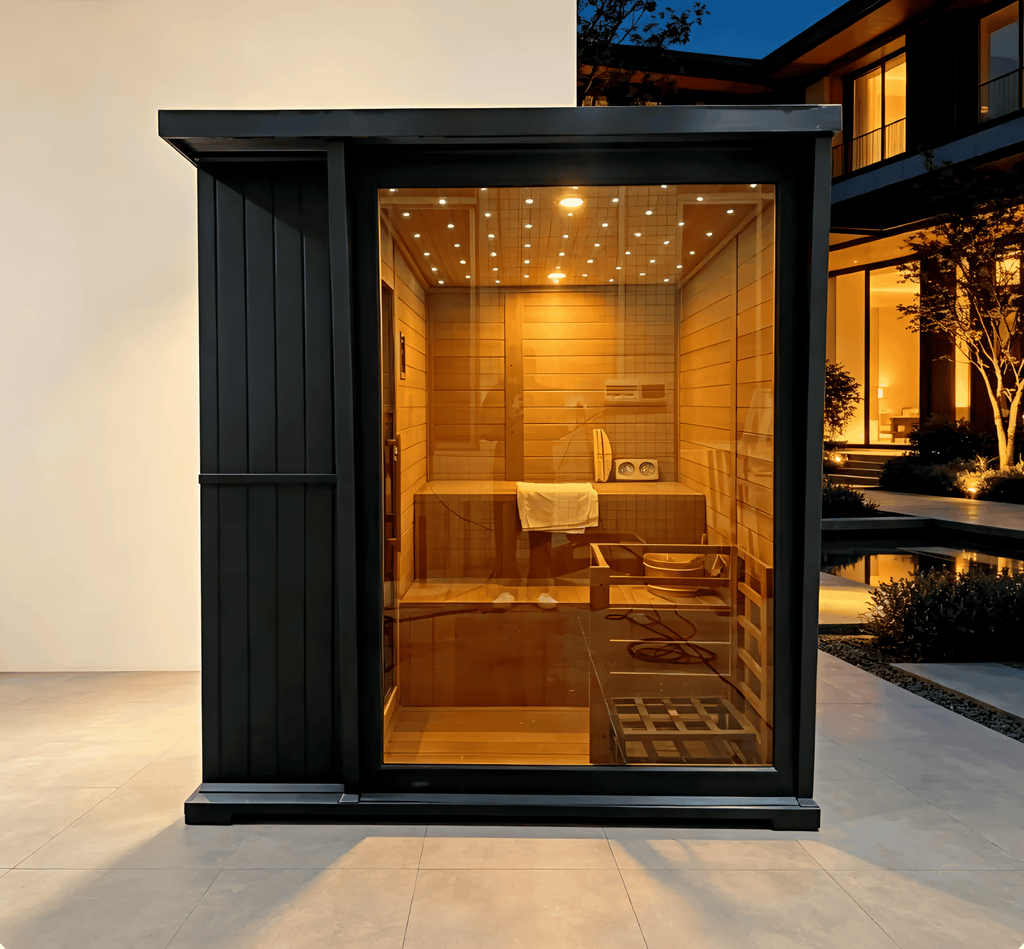 4-Person Hemlock Wood Sauna | Indoor & Outdoor Electric Sauna with 9KW Heater