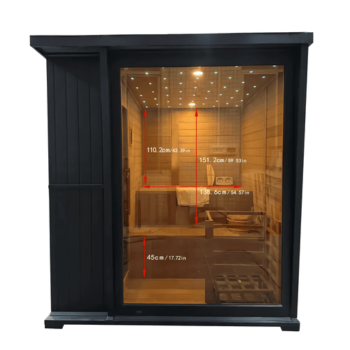 4-Person Hemlock Wood Sauna | Indoor & Outdoor Electric Sauna with 9KW Heater