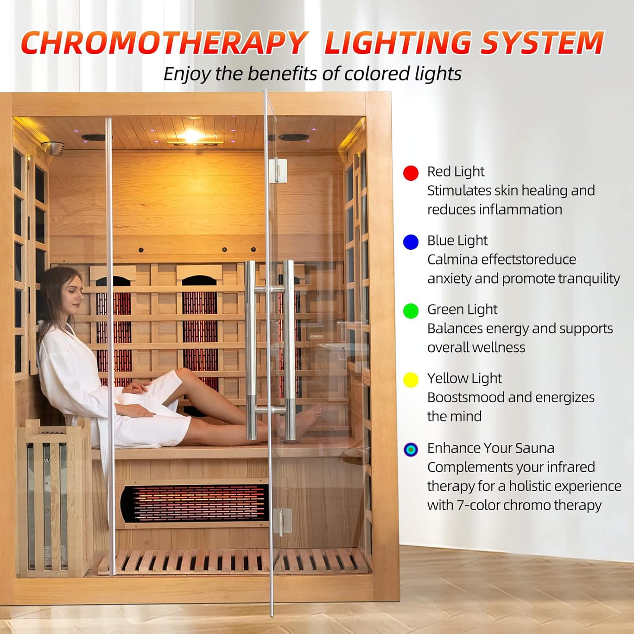 Rövia Aurora 3-Person Indoor Hybrid Sauna with Infrared & 4.5KW Steam Heater | Model SAK41592