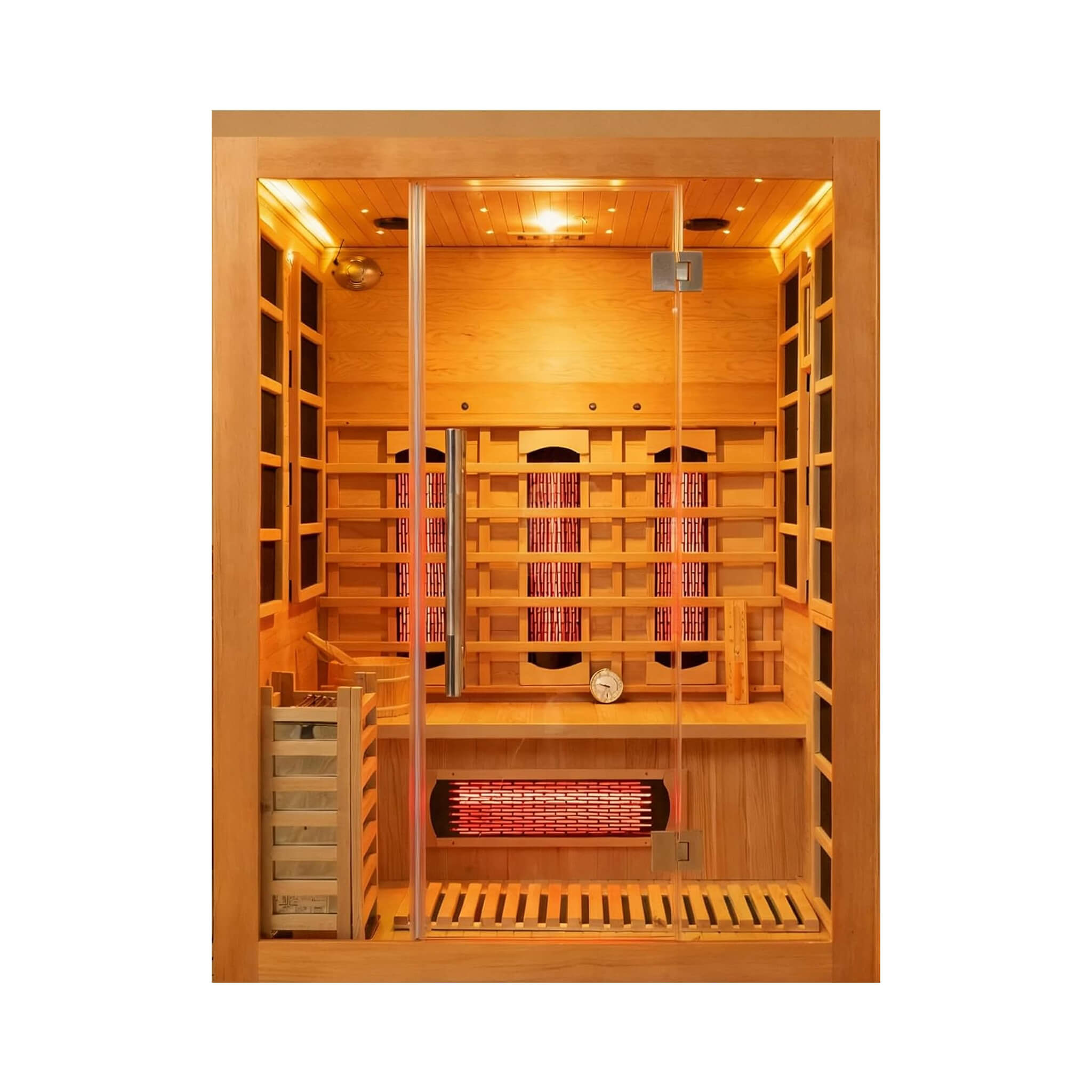 Rövia Aurora 3-Person Indoor Hybrid Sauna with Infrared & 4.5KW Steam Heater | Model SAK41592